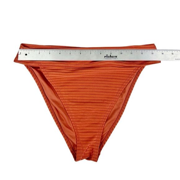 Aeropostale Burnt Orange Ribbed High Waisted Bikini Bottoms Size Medium - Picture 4 of 5